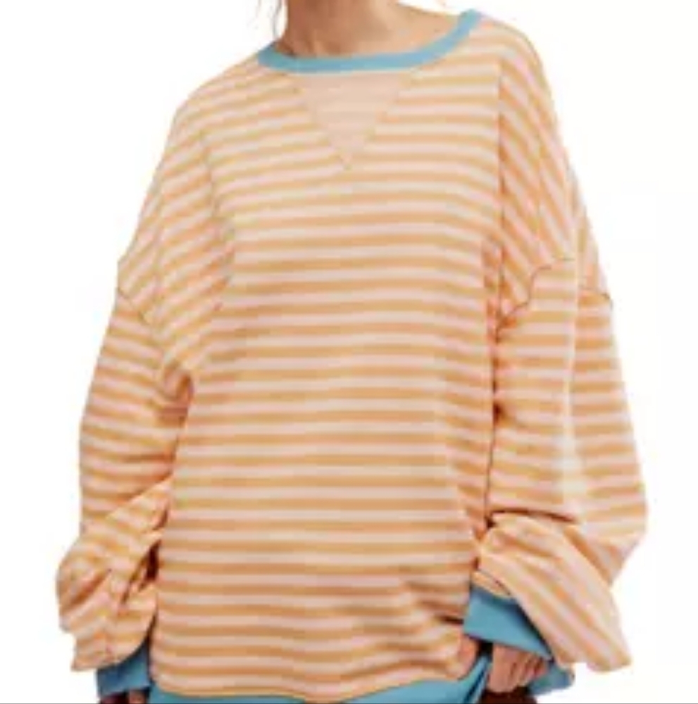 Free People Classic Striped Oversized Crewneck